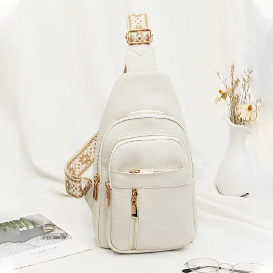 Medium PU Shoulder Bag with Three Dimensional Pocket and Zippered Interior