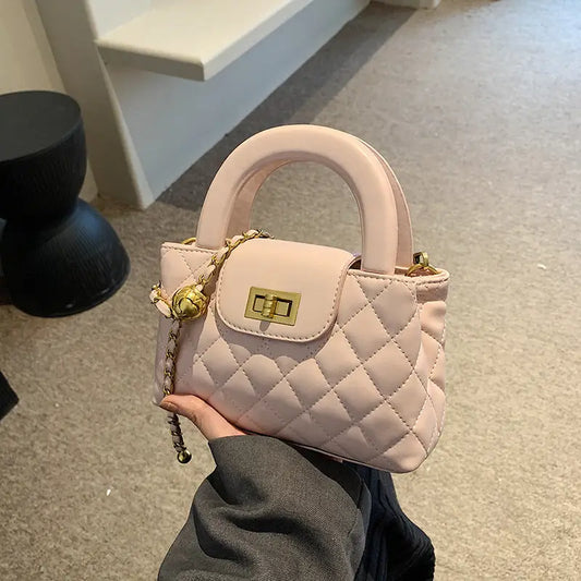 Medium PU Square Handbag with Three-Dimensional Outer Pocket