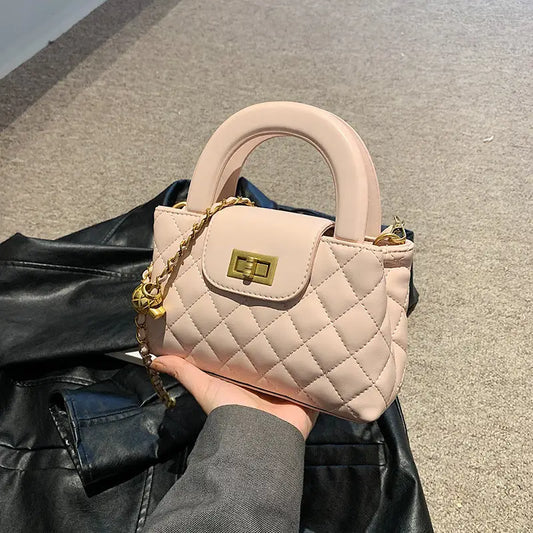 Medium PU Square Handbag with Three-Dimensional Outer Pocket
