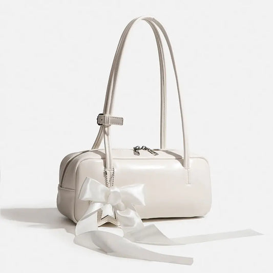 Medium PU Square Handbag with Urban Simplicity in Pink White or Black