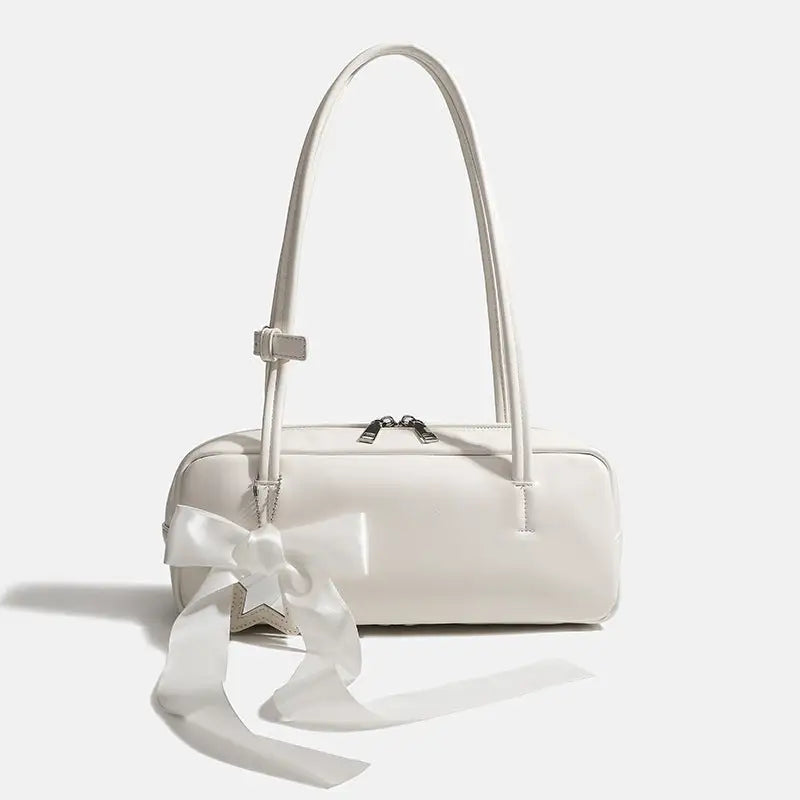 Medium PU Square Handbag with Urban Simplicity in Pink White or Black - White