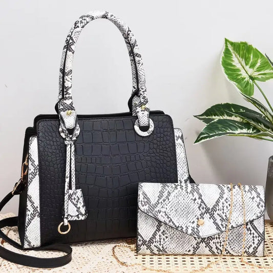 Medium PU Square Suitcase Bag with Slit Pocket and Zipper Compartment