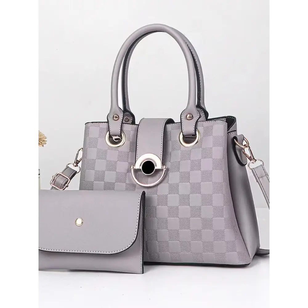 Medium PU Suitcase Bucket Bag with Zipper and Mobile Phone Pocket