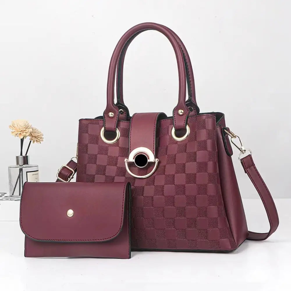 Medium PU Suitcase Bucket Bag with Zipper and Mobile Phone Pocket - Red / 28X13X21CM