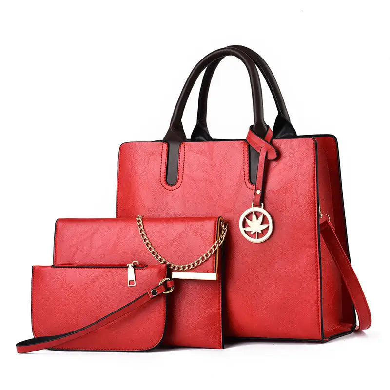 Medium PU Suitcase Horizontal Square Bag with Multiple Pockets - Bright Red