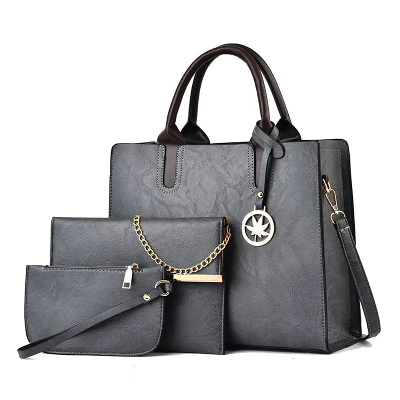Medium PU Suitcase Horizontal Square Bag with Multiple Pockets - Gray