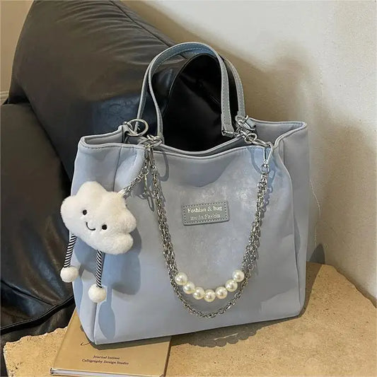 Medium PU Suitcase Style Square Bag with Internal Zipper and Hanging Piece