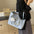 Medium PU Suitcase Style Square Bag with Internal Zipper and Hanging Piece - Blue With Pendant