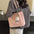 Medium PU Suitcase Style Square Bag with Internal Zipper and Hanging Piece - Pink With Pendant