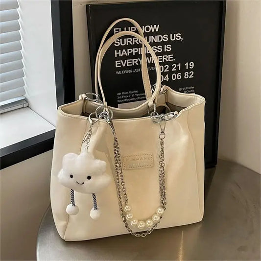 Medium PU Suitcase Style Square Bag with Internal Zipper and Hanging Piece