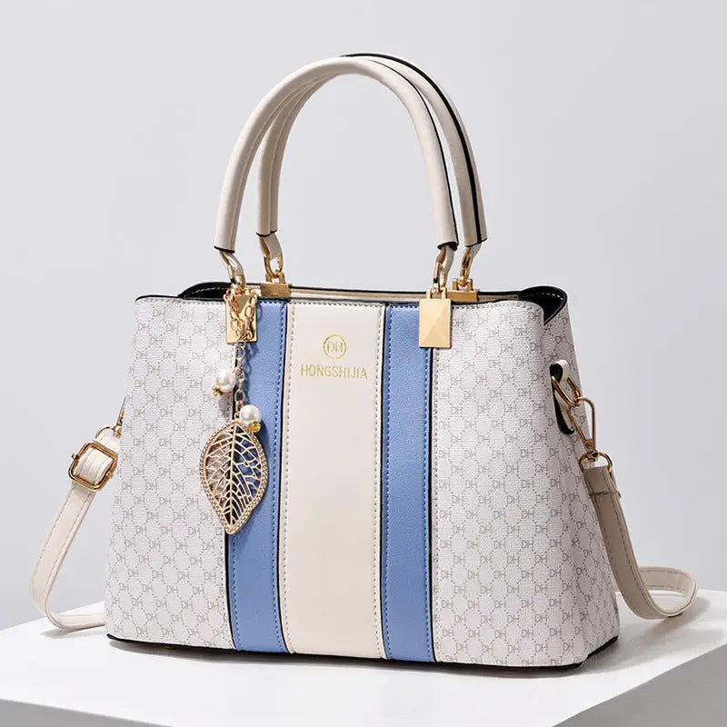 Medium PU Suitcase with Cotton Lining and Outer Slit Pocket - Blue / Length 29 Height 20 Width 12