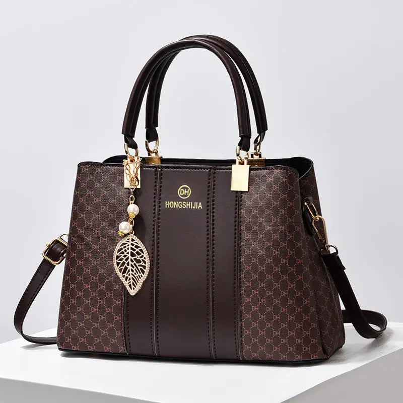 Medium PU Suitcase with Cotton Lining and Outer Slit Pocket - Brown / Length 29 Height 20 Width 12