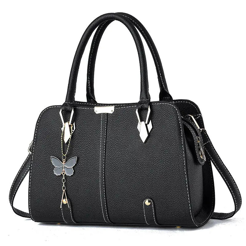 Medium PU Suitcase with Multiple Pockets in Assorted Colors - Black