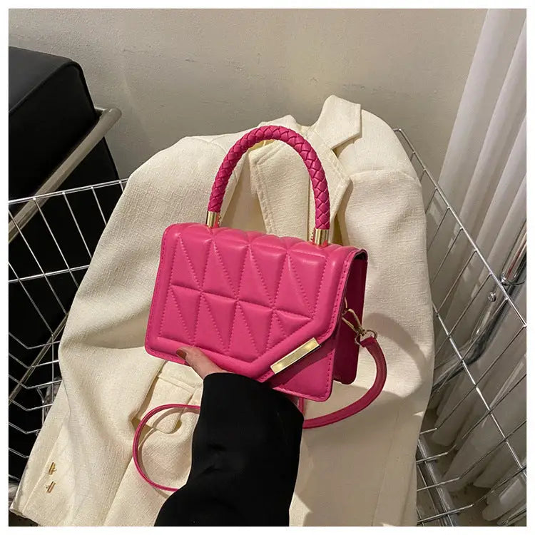 Medium PU Suitcase with Three-Dimensional Pocket and Internal Organizers - Rose Red