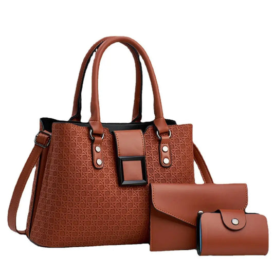 Medium PU Vertical Suitcase Bag with Zipper and Open Pocket