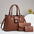 Medium PU Vertical Suitcase Bag with Zipper and Open Pocket - Brown