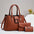 Medium PU Vertical Suitcase Bag with Zipper and Open Pocket - Yellowish Brown