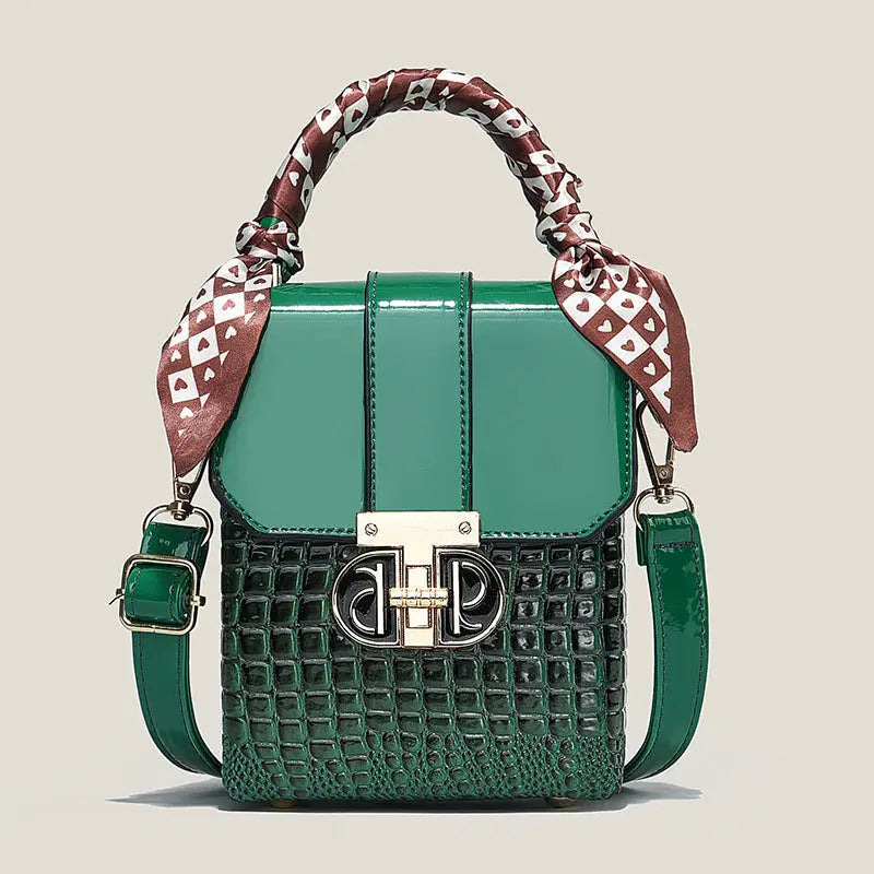 Medium PVC Clamshell Bag with Polyester Lining in Multiple Colors - Green