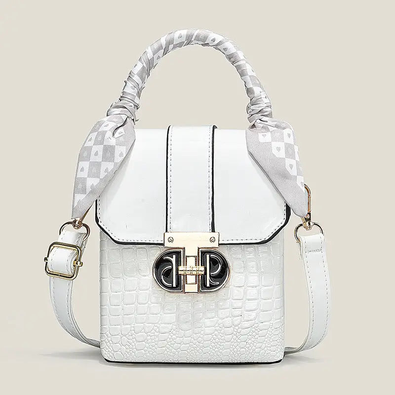 Medium PVC Clamshell Bag with Polyester Lining in Multiple Colors - White