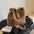 Medium Retro PU Handbag with Sandwich Pocket in Classic Colors - Brown