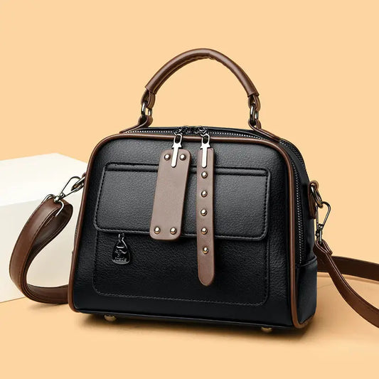 Medium Soft PU Handbag with Three Dimensional Pocket