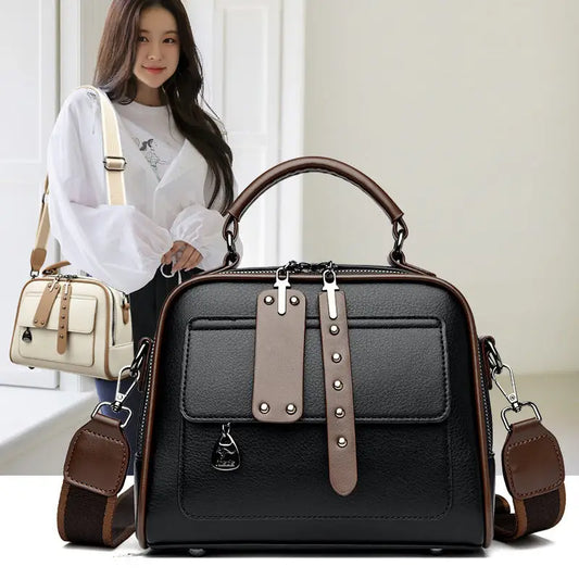 Medium Soft PU Handbag with Three Dimensional Pocket