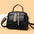 Medium Soft PU Handbag with Three Dimensional Pocket - Black