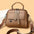 Medium Soft PU Handbag with Three Dimensional Pocket - Brown