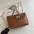 Medium Soft PU Shoulder Bag with Double Connector in Multiple Colors - Brown