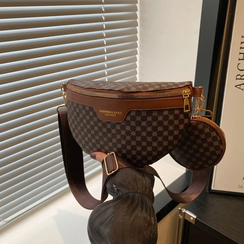 Medium Soft PU Shoulder Bag with Multiple Pockets and Street Trend Design - coffee