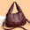 Medium Soft PU Shoulder Bag with Multiple Pockets in Black and Wine Red - Wine Red / Free Size