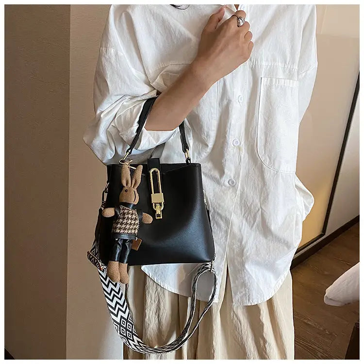 Medium Soft PU Shoulder Bag with Pendant in Multiple Colors