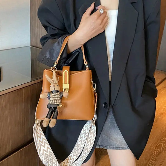 Medium Soft PU Shoulder Bag with Pendant in Multiple Colors