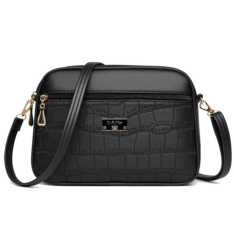 Medium Soft PU Travel Suitcase with Zippered Compartments