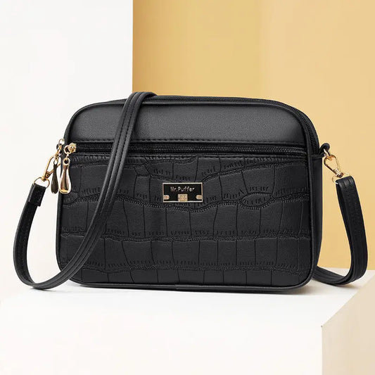 Medium Soft PU Travel Suitcase with Zippered Compartments
