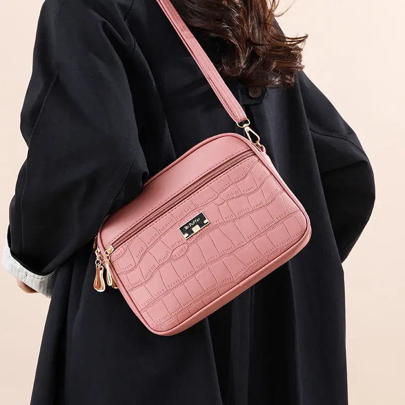 Medium Soft PU Travel Suitcase with Zippered Compartments