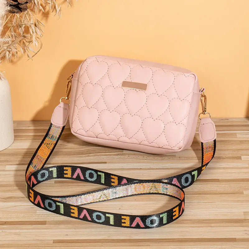 Medium Synthetic Leather Shoulder Bag with Multiple Compartments - Pink
