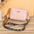 Medium Synthetic Leather Shoulder Bag with Multiple Compartments - Pink