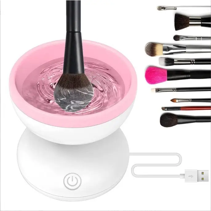 Melanther Electric Makeup Brush Cleaner with Premium Motor and Silicone Container White Powder