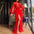 Meshy Evening Gown - Red / S
