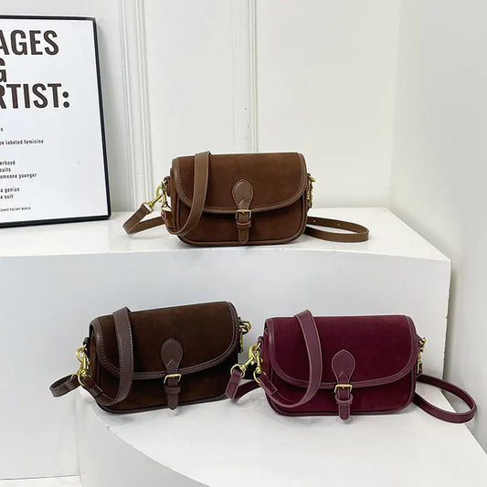 Messenger Bag with Single Shoulder Strap in Wine Red Brown and Light Brown