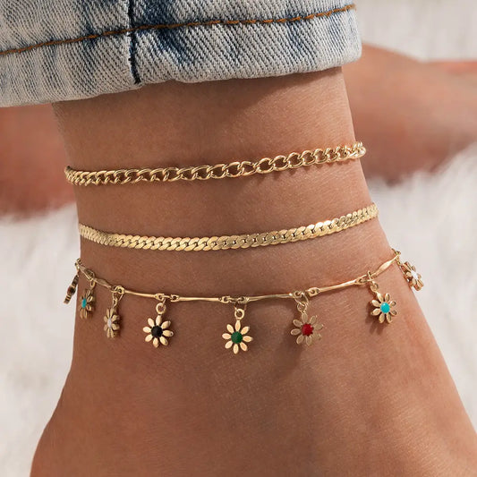 Metal Rose Tassel Anklet - 21839 Style