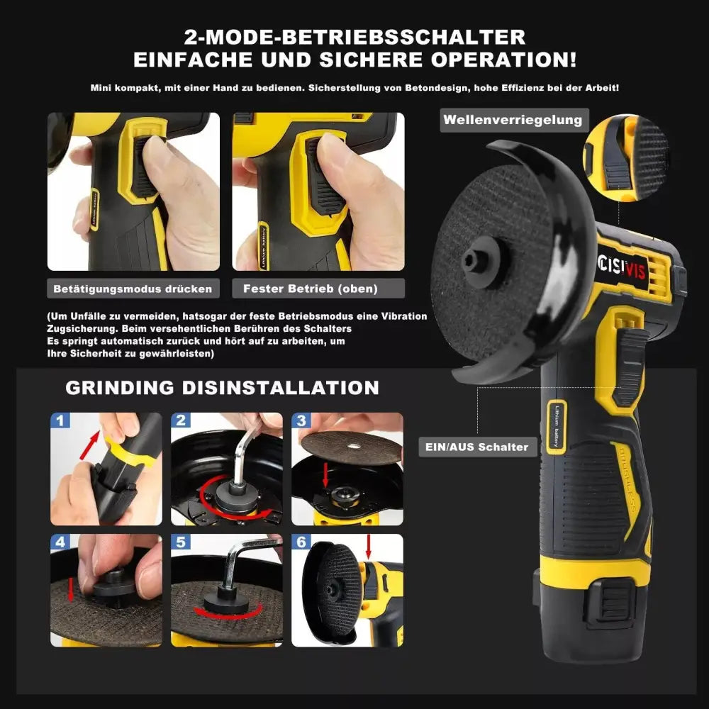 Mini Angle Grinder 12V 300W Rechargeable with EU Plug and 2000mAh Battery Multicolor 5