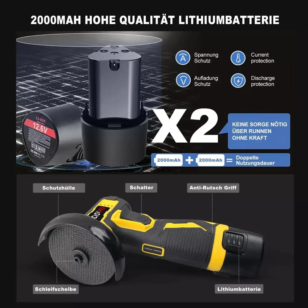 Mini Angle Grinder 12V 300W Rechargeable with EU Plug and 2000mAh Battery Multicolor 5