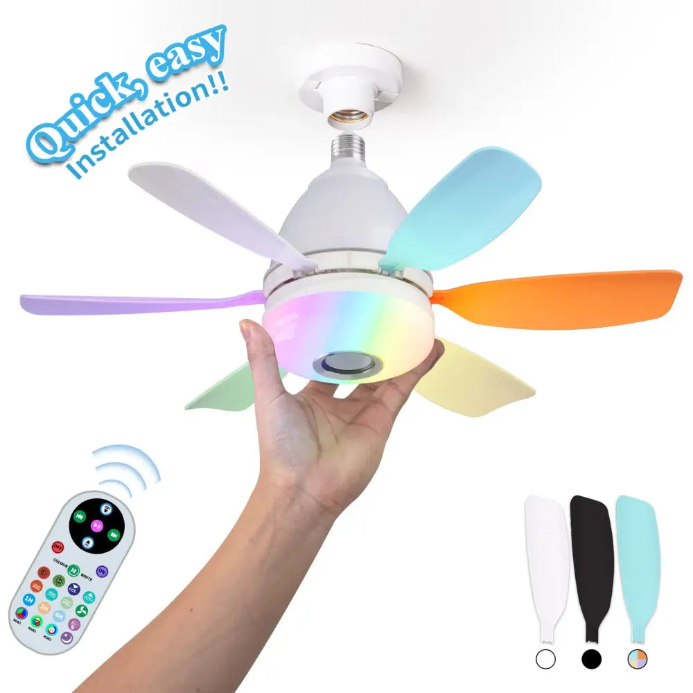 Modern ABS Ceiling Fan with RGB Light and Remote Control 32W 220V