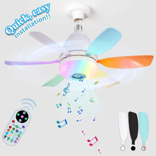 Modern ABS Ceiling Fan with RGB Light and Remote Control 32W 220V