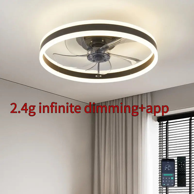 Modern Ceiling Fan with Tri Color Dimming and Remote Control 50CM Black