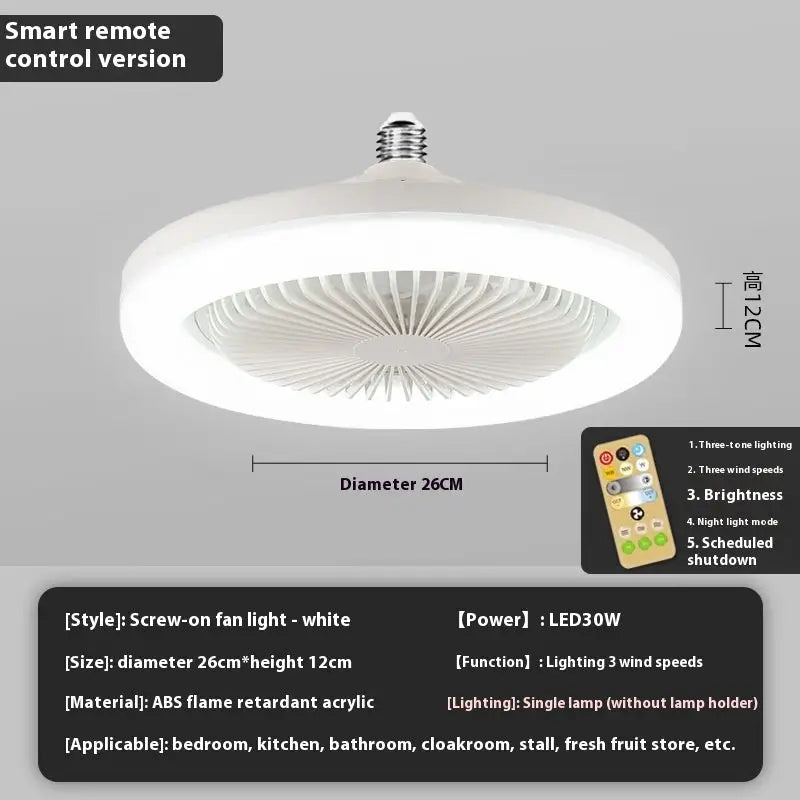 Modern White ABS Ceiling Fan with Light and Remote Control Options Double Ribbon Remote Control