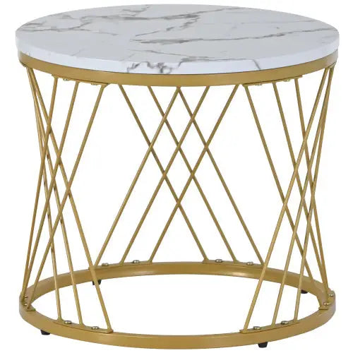 Moderne Nesting Coffee Table Set with Marble Veneer Round End Tables Grey 5