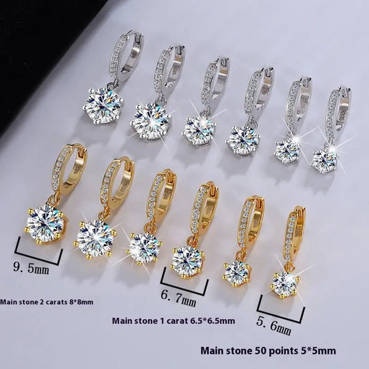 Moissanite Shine: Classic S925 Six-Claw Eardrops